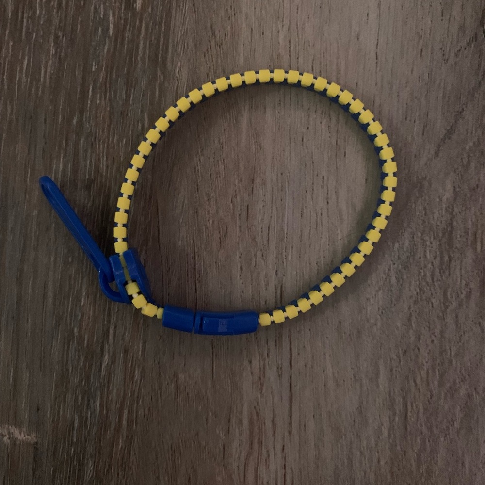Blue and yellow zipper bracelet